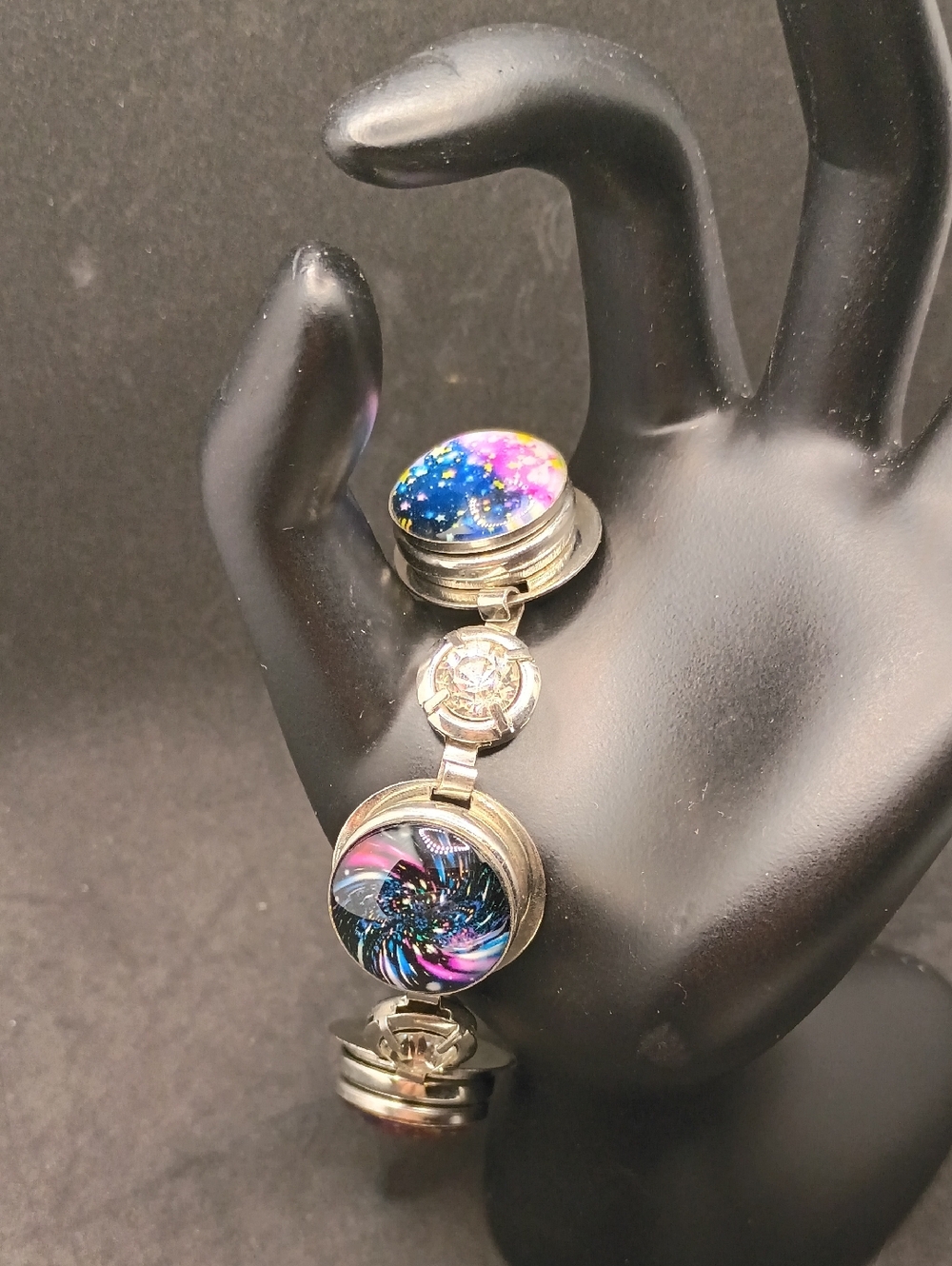 Kids Multicolor Galaxy Glass Disc Bracelet
